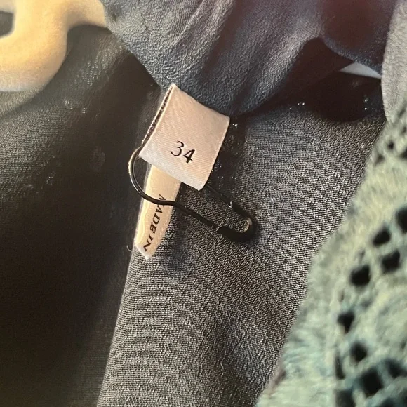 Sandro Hearty Lace Fit & Flare Short Sleeve Cocktail Mini Dress Size XS Emerald - Picture 10 of 11